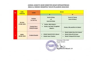 JADWAL PENILAIAN SUMATIF AKHIR SEMESTER GENAP KEPESANTRENAN 2025